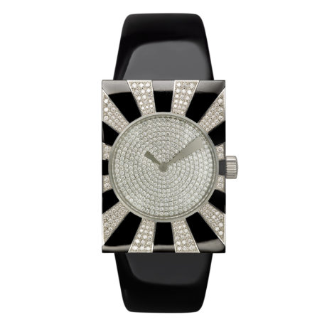 Armbanduhr Türler by Alessandro Mendini in Platin mit Spinell schwarz und Brillanten