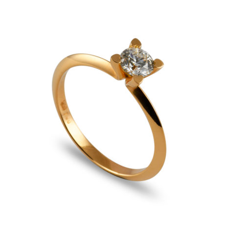Feiner Damen Solitär mit Brillant Rotgold