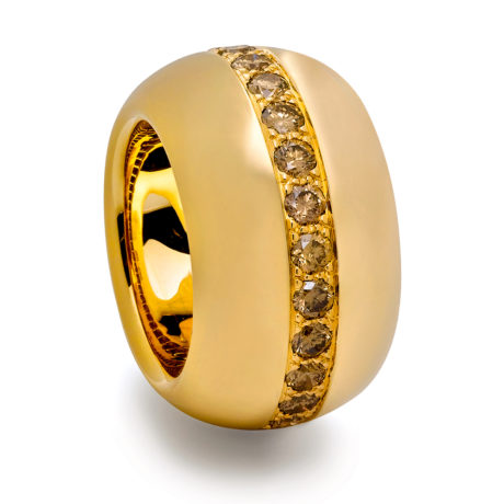 Ring breit in Roségold, Brillanten fancy orange