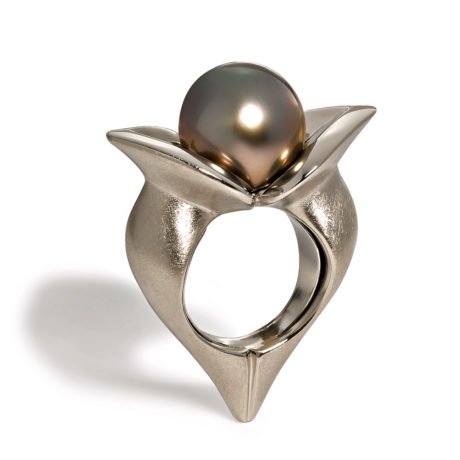Ring in Platin, Tahiti Kulturperle
