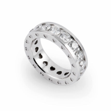 Massiver Ring Alliance in Weissgold, Herzmuster innen und seitlich, 17 Brillanten