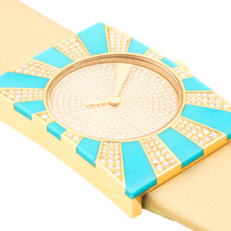 Armbanduhr Türler by Alessandro Mendini Gelbgold mit Türkis und Brillanten
