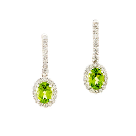 Ohrhänger in Weissgold mit Peridoten und Brillanten