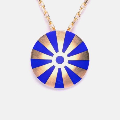 Kette mit Mendini-Anhänger in Gelbgold mit Lapislazuli blau